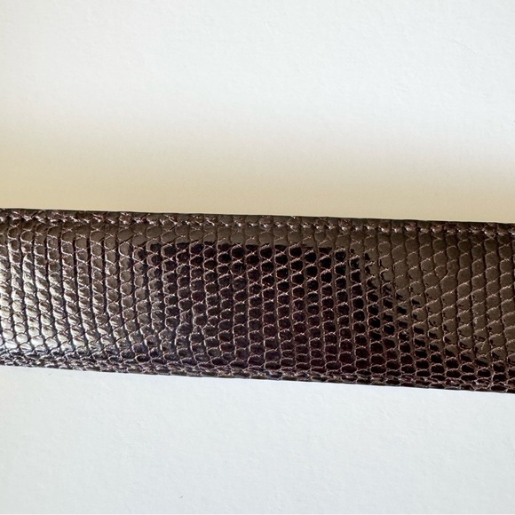 NWT Mezlan Genuine Lizard Leather Belt Gold Silver Buckle Made in Spain size 36 - Picture 6 of 11